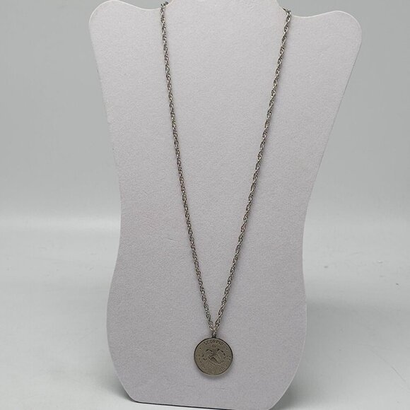 Scorpio Zodiac Coin Pendant Necklace Silver Tone Crown Jewel Collection - Picture 5 of 6